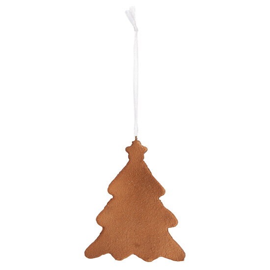 Clayre &amp; Eef | Decoratie hanger Kerstboom Wit Bruin 9x1x10 cm | 6PR5343