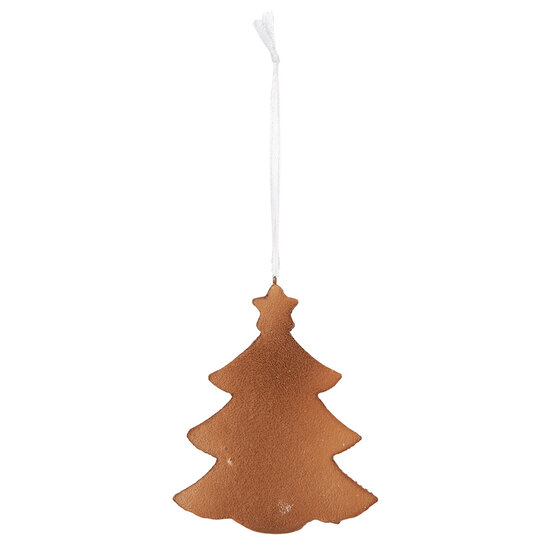 Clayre &amp; Eef | Decoratie hanger Kerstboom Wit Bruin 9x1x10 cm | 6PR5344