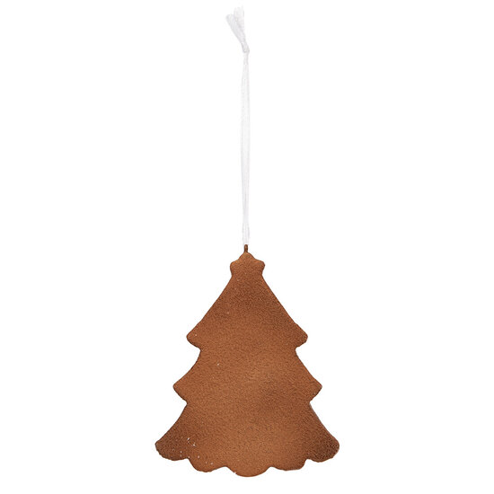 Clayre &amp; Eef | Decoratie hanger Kerstboom Wit Bruin 9x1x10 cm | 6PR5346