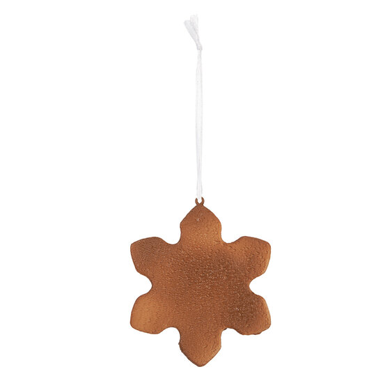 Clayre &amp; Eef | Decoratie hanger Sneeuwvlok Wit Bruin 9x1x10 cm | 6PR5353