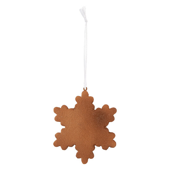 Clayre &amp; Eef | Decoratie hanger Sneeuwvlok Wit Bruin 9x1x10 cm | 6PR5358