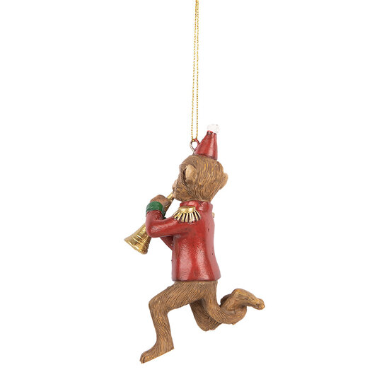 Clayre &amp; Eef | Decoratie Hanger Aap Bruin Rood 7x3x11 cm | 6PR5666