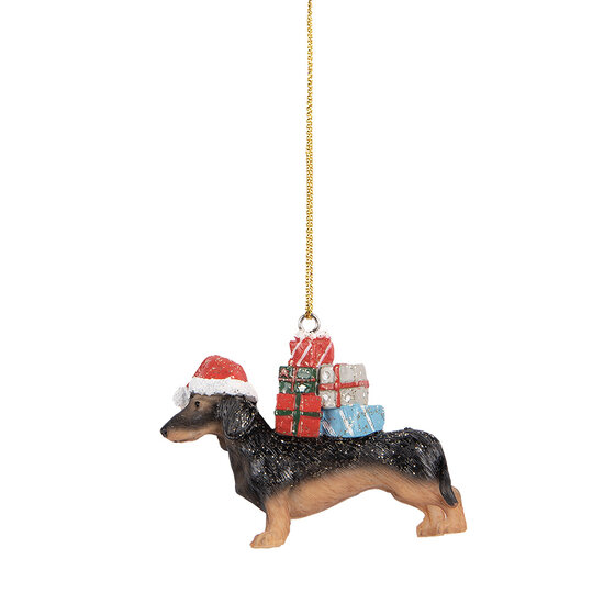 Clayre &amp; Eef | Decoratie hanger Hond Bruin Zwart 7x2x6 cm | 6PR5667