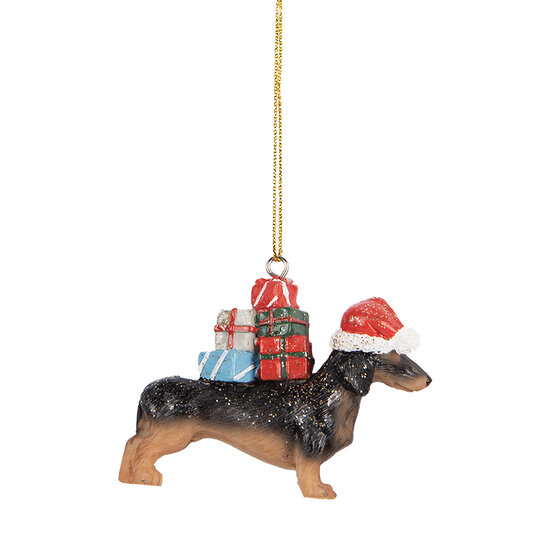Clayre &amp; Eef | Decoratie hanger Hond Bruin Zwart 7x2x6 cm | 6PR5667