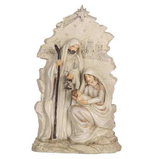 Clayre &amp; Eef | Kerstdecoratie Kerstgroep Beige Wit 15x7x24 cm | 6PR5923
