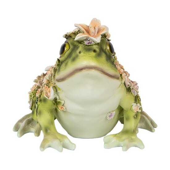 Clayre & Eef | Decoratie Kikker Groen Oranje 24x21x19 cm | 6PR5109