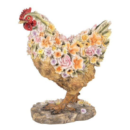 Clayre & Eef | Decoratie Beeld Kip Bruin Roze 27x16x31 cm | 6PR5113