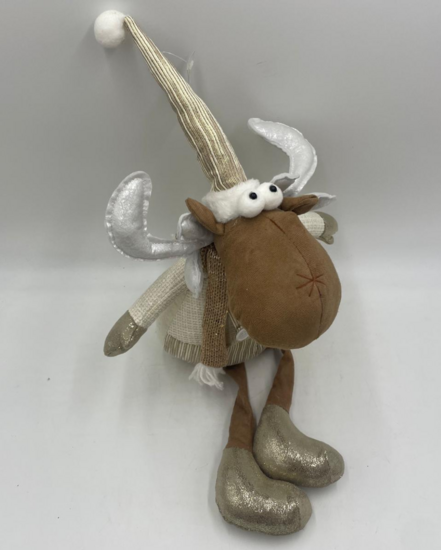 Decoratie eland knuffel goud rood wit 55cm zwiebelbeentjes | 809287 | Home Sweet Home