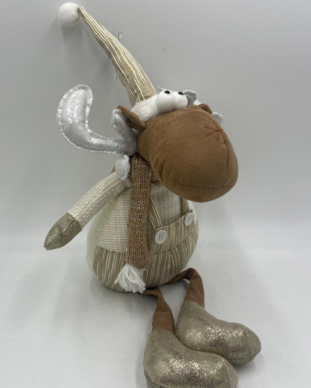 Decoratie eland knuffel goud rood wit 55cm zwiebelbeentjes | 809287 | Home Sweet Home
