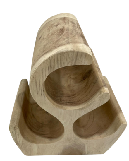 Wijnrek 3 flessen naturel 30 x 25  bruin Suarhout Indonesi&euml; | HSH59681 | Home Sweet Home | Stoer &amp; Sober Woonstijl
