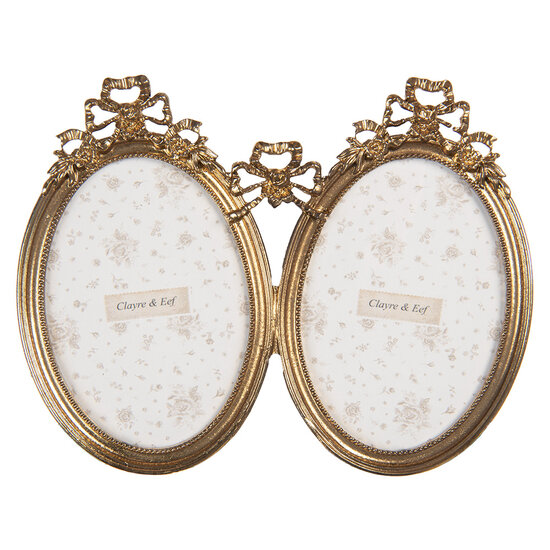 Clayre &amp; Eef | Fotolijst Goudkleurig 21x2x16 cm / 9x13 cm (2) | 2F1290