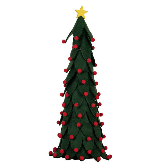 Clayre &amp; Eef | Decoratie Kerstboom Groen Rood &oslash; 15x45 cm | 66338