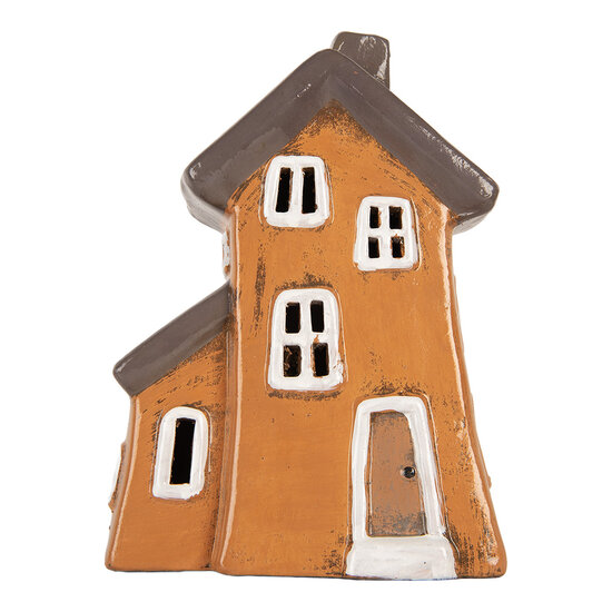 Clayre &amp; Eef | Decoratie Huisje Oranje Grijs 16x11x22 cm | 6CE2190