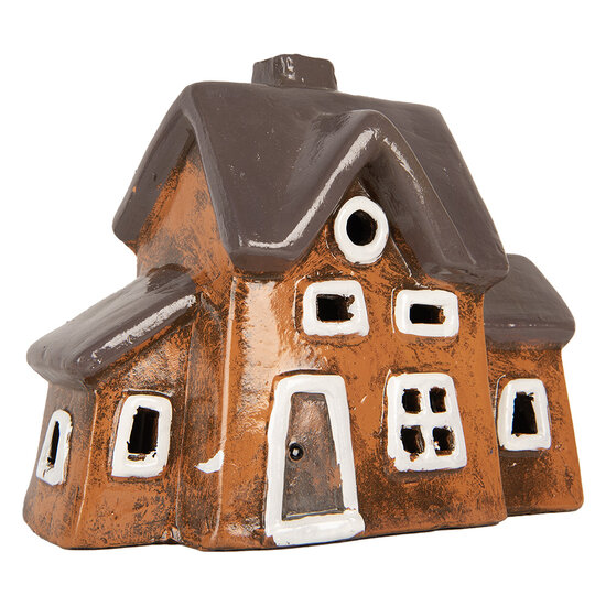Clayre &amp; Eef | Decoratie Huisje Oranje Grijs 20x11x16 cm | 6CE2201