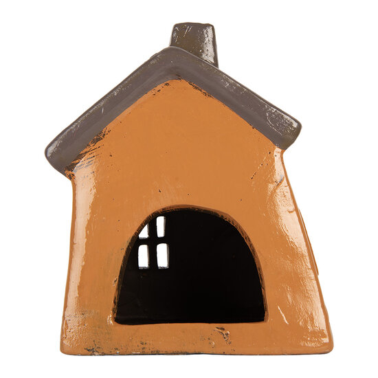 Clayre &amp; Eef | Decoratie Huisje Oranje Grijs 18x13x20 cm | 6CE2204