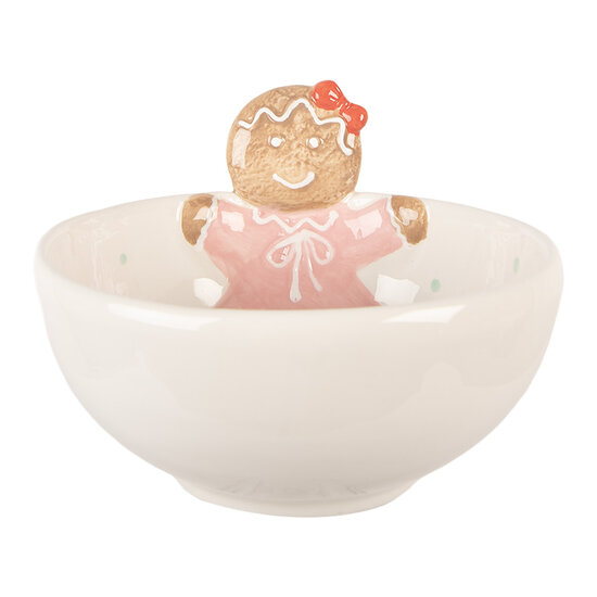 Clayre &amp; Eef | Serveerschaaltje Wit Roze 18x17x12 cm / 700 ml | 6CE2216