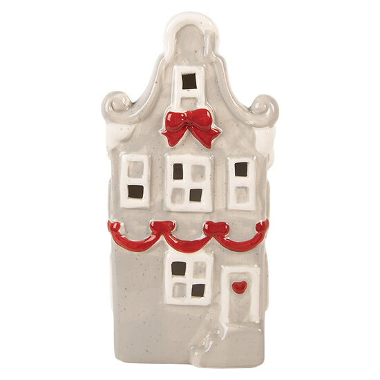 Clayre & Eef | Decoratie Huisje Grijs Wit LED 11x9x22 cm | 6CE2219G