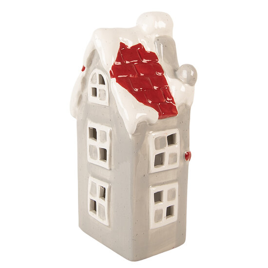 Clayre & Eef | Decoratie Huisje Grijs Wit LED 11x9x22 cm | 6CE2219G