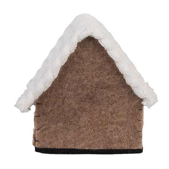 Clayre &amp; Eef | Vilten Huis Bruin Wit 13x10x13 cm | 66306