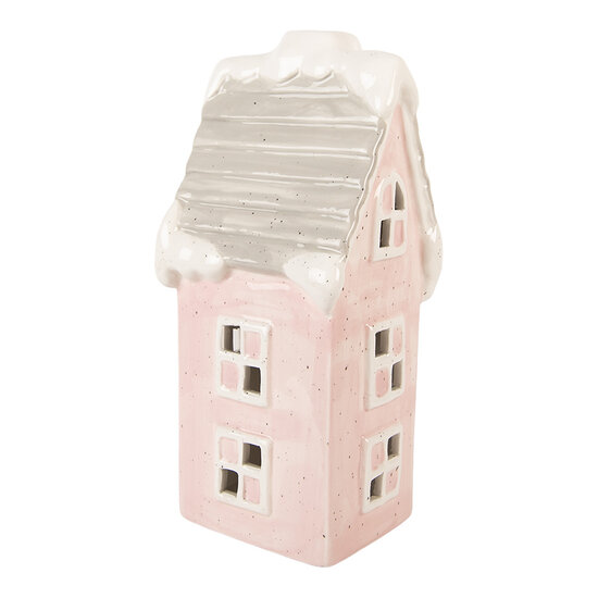 Clayre & Eef | Decoratie Huisje Roze Grijs LED 11x10x24 cm | 6CE2220P