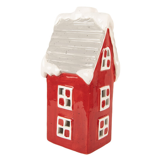 Clayre &amp; Eef | Decoratie Huisje LED Rood Grijs 11x10x24 cm | 6CE2220R