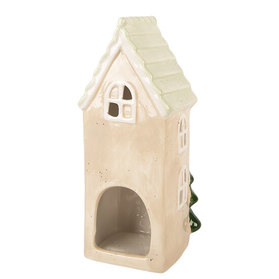 Clayre &amp; Eef | Decoratie Huisje Beige Groen 9x8x20 cm | 6CE2221