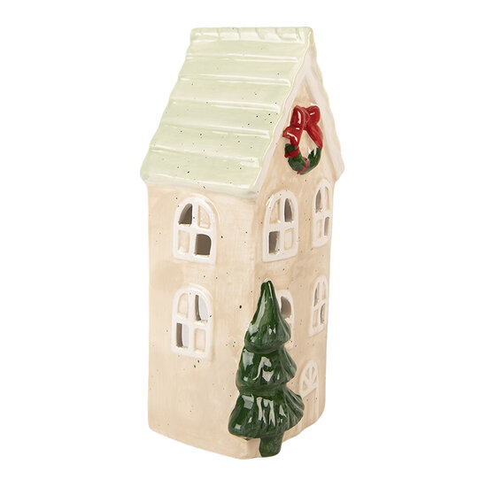 Clayre &amp; Eef | Decoratie Huisje Beige Groen 9x8x20 cm | 6CE2221