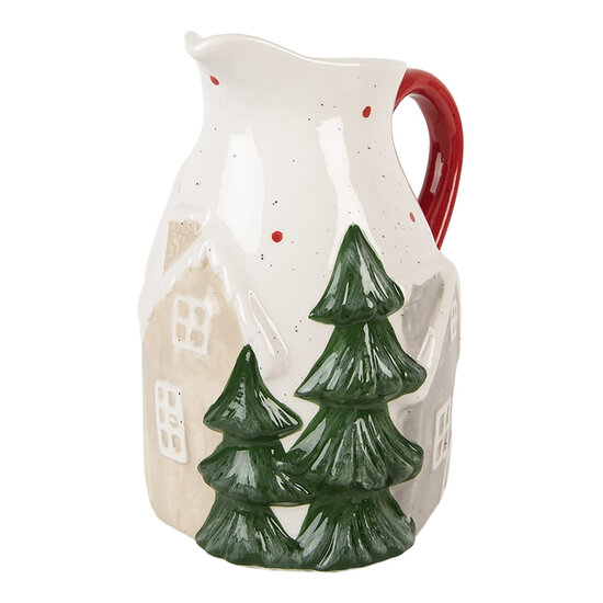Clayre & Eef | Decoratieve Schenkkan Wit Groen 19x14x20 cm | 6CE2222