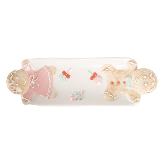 Clayre &amp; Eef | Serveerschaal Wit Bruin 31x10x5 cm | 6CE2224