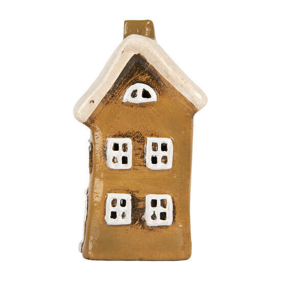 Clayre &amp; Eef | Decoratie Huisje Bruin Beige 8x7x14 cm | 6CE2183