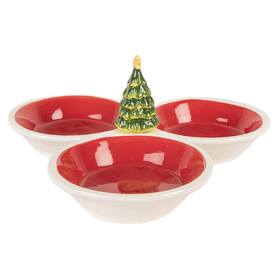 Clayre & Eef | Serveerschaal Rood Wit 26x26x10 cm | 6CE2225