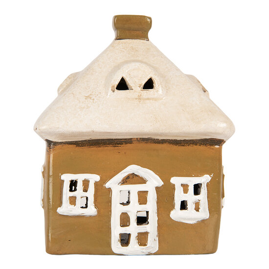 Clayre &amp; Eef | Decoratie Huisje Bruin Beige 12x9x14 cm | 6CE2184