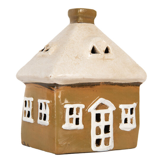 Clayre &amp; Eef | Decoratie Huisje Bruin Beige 12x9x14 cm | 6CE2184