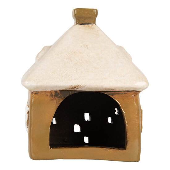Clayre &amp; Eef | Decoratie Huisje Bruin Beige 12x9x14 cm | 6CE2184