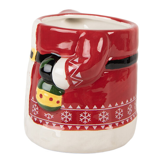 Clayre &amp; Eef | Mok met deksel Rood Wit 15x10x19 cm / 450 ml | 6CEMU0196