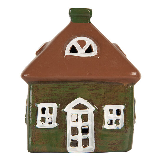 Clayre &amp; Eef | Decoratie Huisje Groen Bruin 12x9x14 cm | 6CE2185