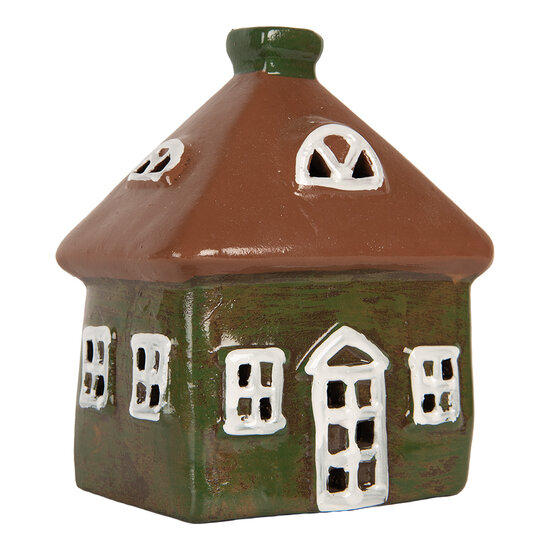 Clayre &amp; Eef | Decoratie Huisje Groen Bruin 12x9x14 cm | 6CE2185