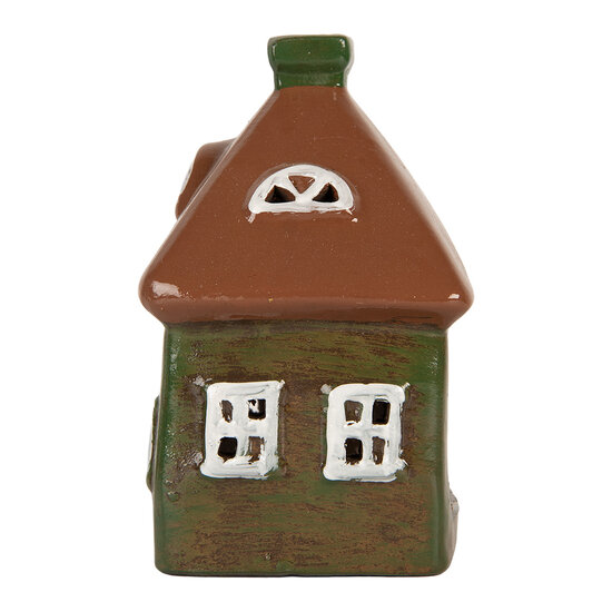 Clayre &amp; Eef | Decoratie Huisje Groen Bruin 12x9x14 cm | 6CE2185