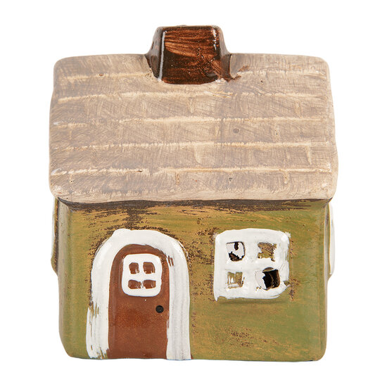 Clayre &amp; Eef | Decoratie Huisje Groen Beige 8x7x10 cm | 6CE2186