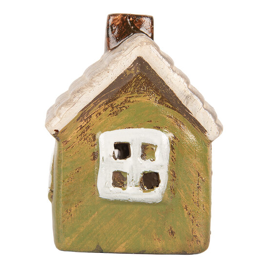 Clayre &amp; Eef | Decoratie Huisje Groen Beige 8x7x10 cm | 6CE2186