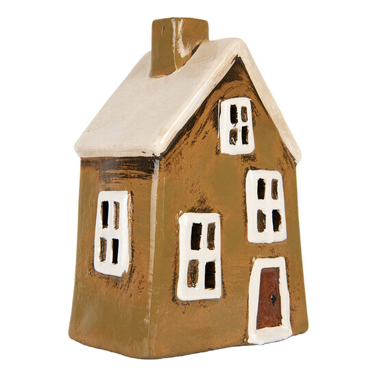 Clayre &amp; Eef | Decoratie Huisje Bruin Beige 12x8x18 cm | 6CE2187