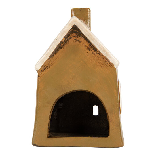 Clayre &amp; Eef | Decoratie Huisje Bruin Beige 12x8x18 cm | 6CE2187