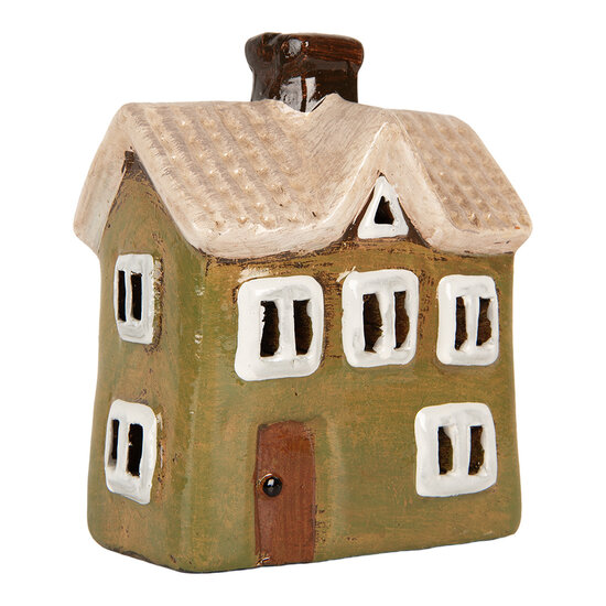 Clayre &amp; Eef | Decoratie Huisje Groen Beige 11x7x13 cm | 6CE2188