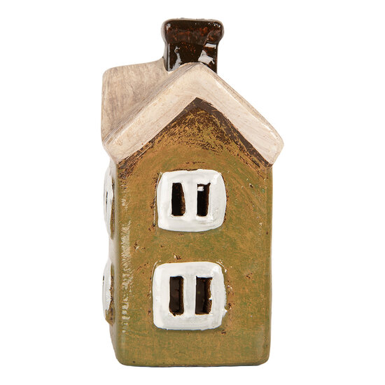 Clayre &amp; Eef | Decoratie Huisje Groen Beige 11x7x13 cm | 6CE2188