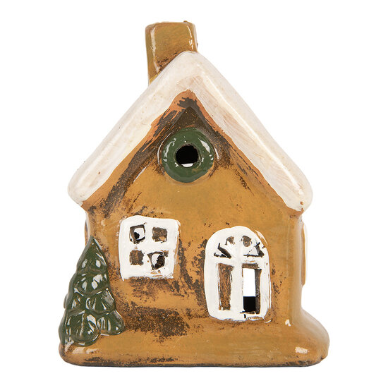 Clayre &amp; Eef | Decoratie Huisje Bruin Beige 9x7x11 cm | 6CE2189