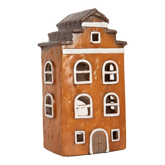 Clayre &amp; Eef | Decoratie Huisje Oranje Grijs 20x15x34 cm | 6MG0124