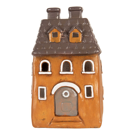 Clayre &amp; Eef | Decoratie Huisje Oranje Grijs 23x17x37 cm | 6MG0126