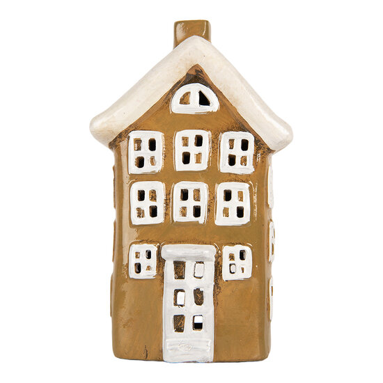 Clayre &amp; Eef | Decoratie Huisje Bruin Beige 12x8x19 cm | 6CE2194
