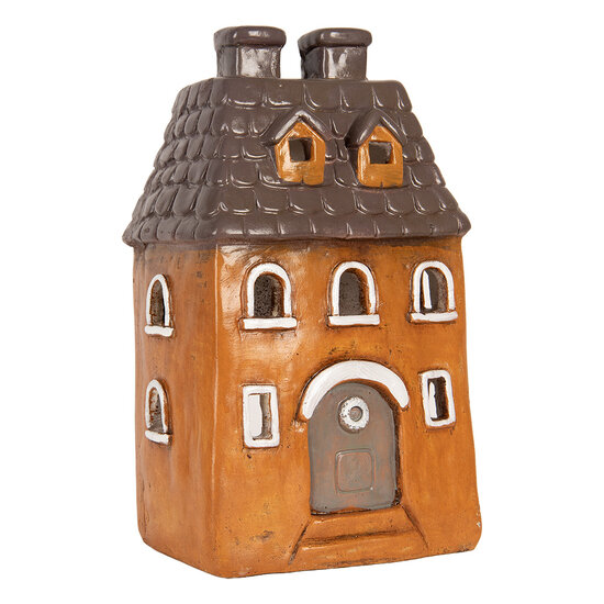 Clayre &amp; Eef | Decoratie Huisje Oranje Grijs 23x17x37 cm | 6MG0126
