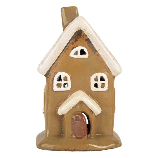 Clayre &amp; Eef | Decoratie Huisje Bruin Beige 10x10x16 cm | 6CE2195